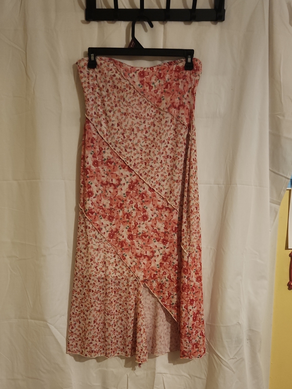 Altar'd State Pink Floral Diagonal Panel Strapless Dress
